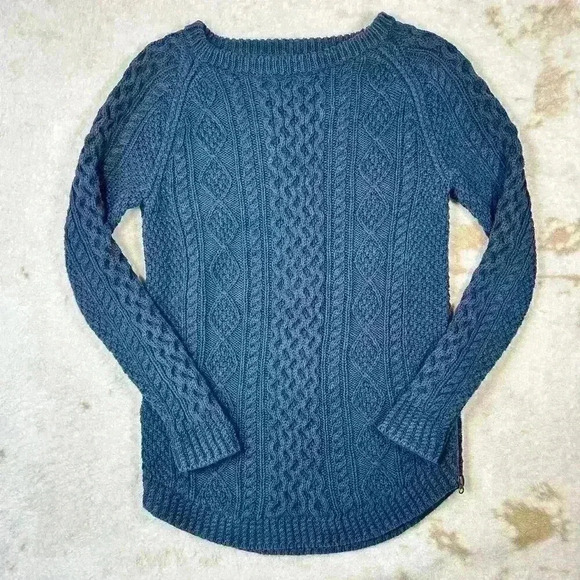 LL BEAN Signature Knit Cotton Fisherman Tunic Wide Crew Neck Sweater Women S - Picture 1 of 12
